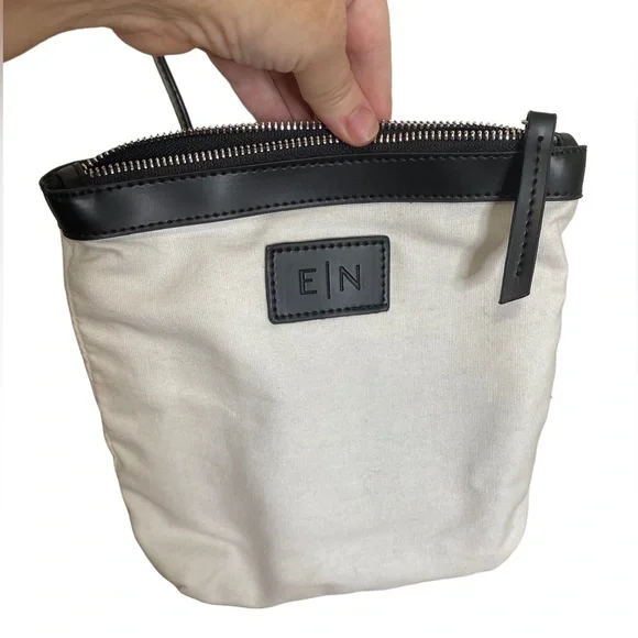 EXPRESSIONS NYC Black Vegan Leather Cut Out + White Zip Mini Bag Shoulder Purse - Picture 4 of 7